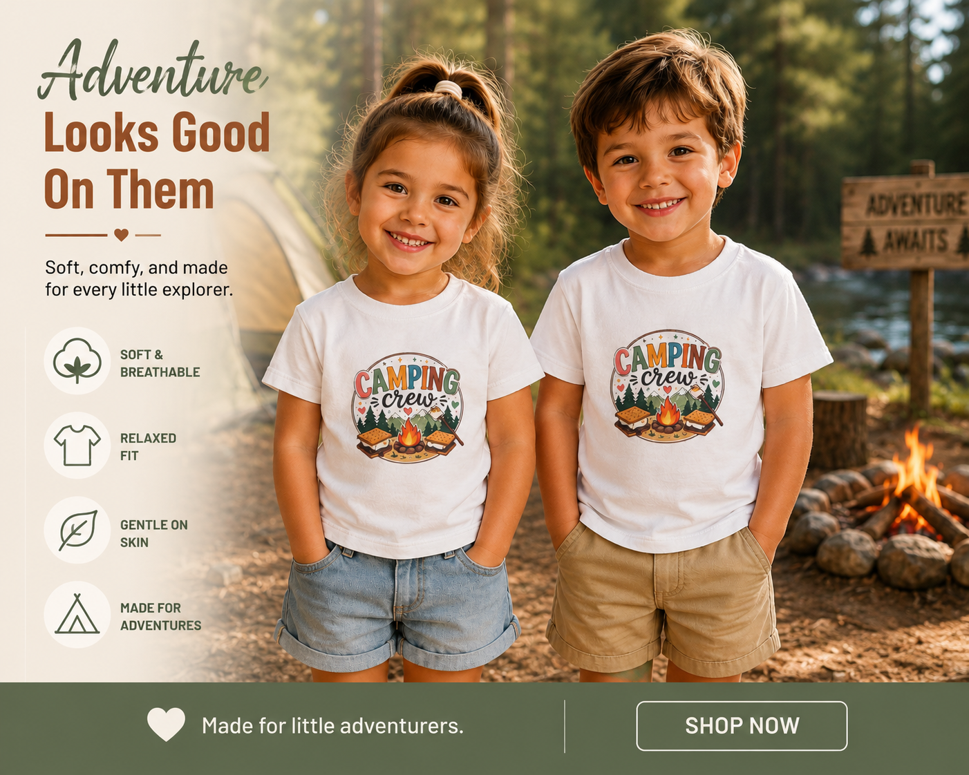 Camping Crew Kids Graphic Tee