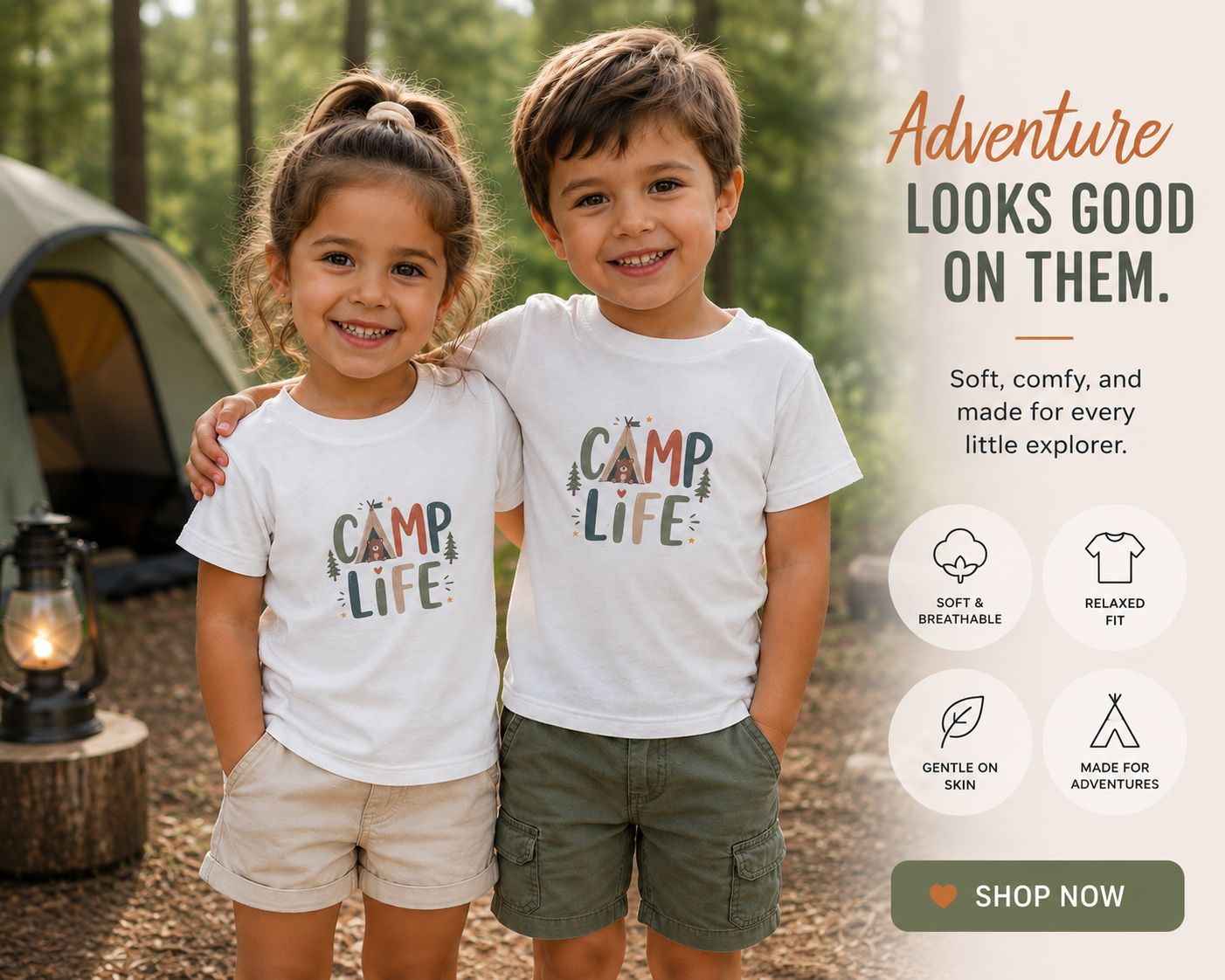 Camp Life Kids Graphic Tee